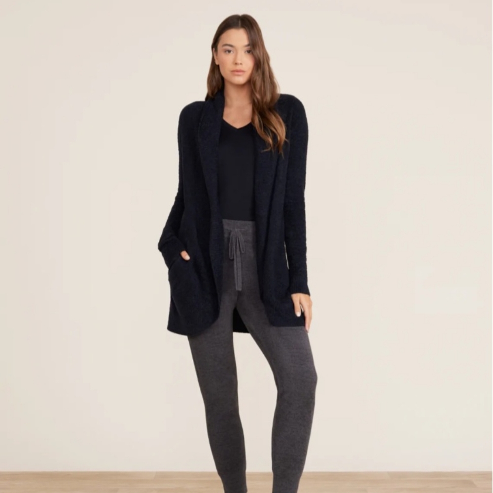 NWT Barefoot Dreams Cozychic Lite Circle Cardi Cardigan in Black Size Small Luxi - Picture 2 of 13